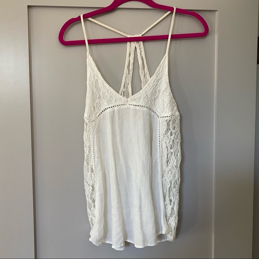 White Lace Tank Top Blouse